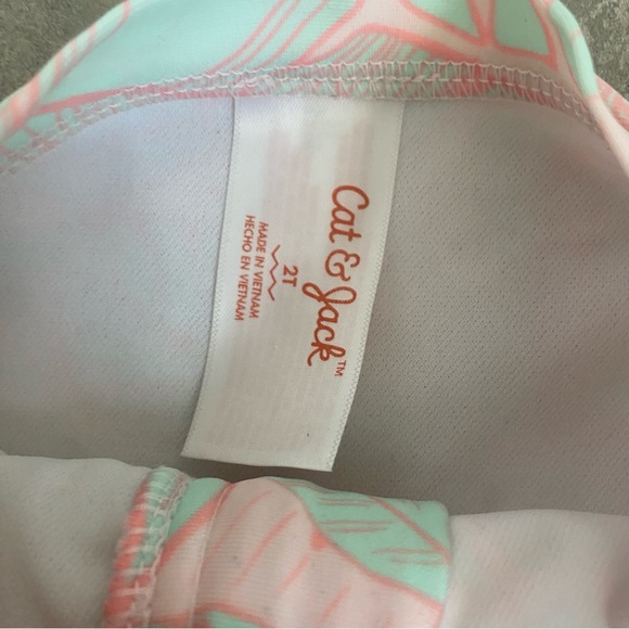 NWOT Cat & Jack toddler one piece swim palm print pink green 2T - Picture 4 of 8